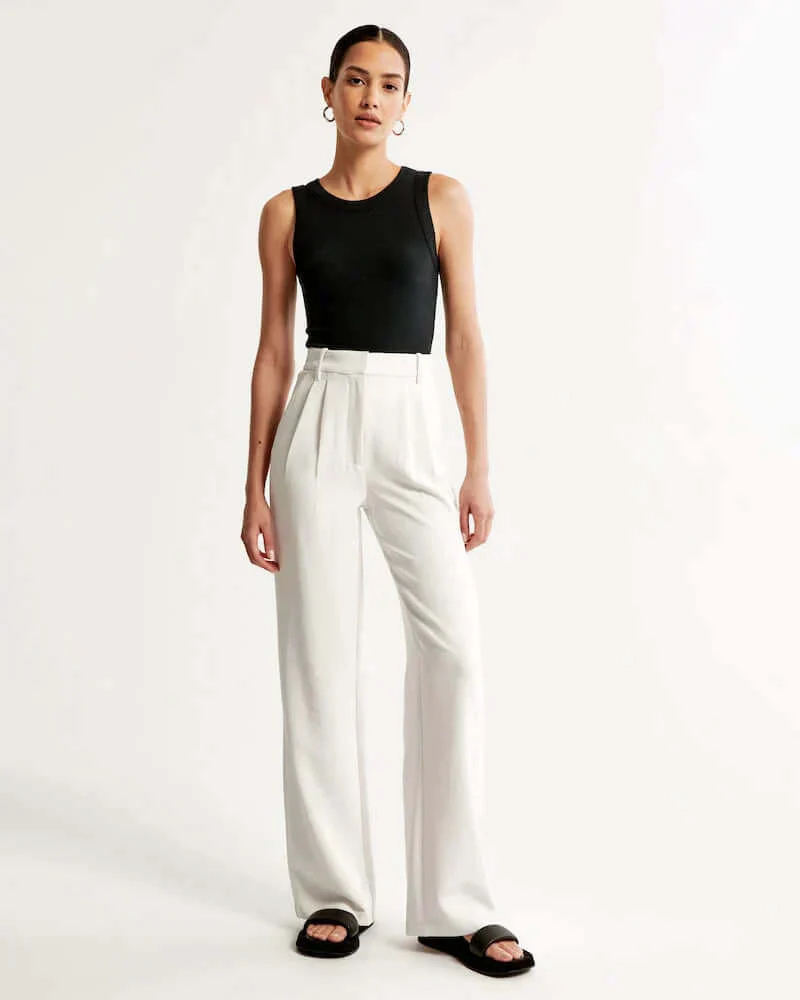 Zavando | Damen Schwarz Weite Hose | Elegant