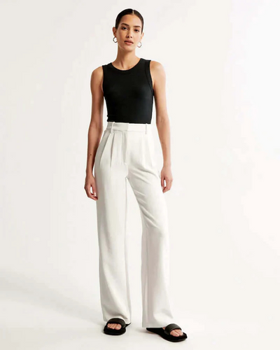 Zavando | Damen Schwarz Weite Hose | Elegant