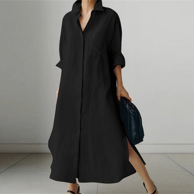 Zavando | Schwarze Shirtkleid | Maxi