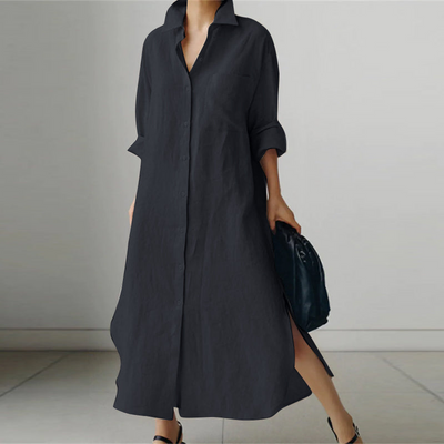 Zavando | Schwarze Shirtkleid | Maxi