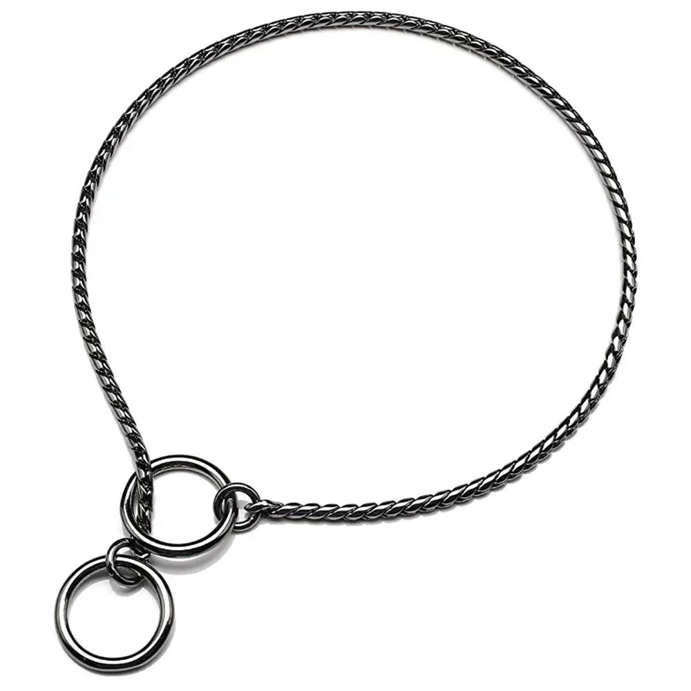 Hundehalsband mit Schlangenkette, rostfreier Edelstahl, Haustier-Metall-Schlupfketten, Hundeshow-Trainingshalsband, Welpen-Halskette mit kubanischen Gliedern