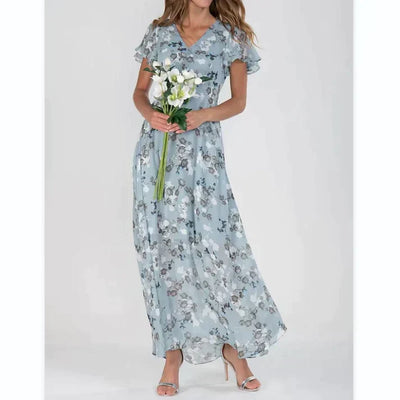 Zavando - Kurzes Blumenkleid mit kurzen Ärmeln