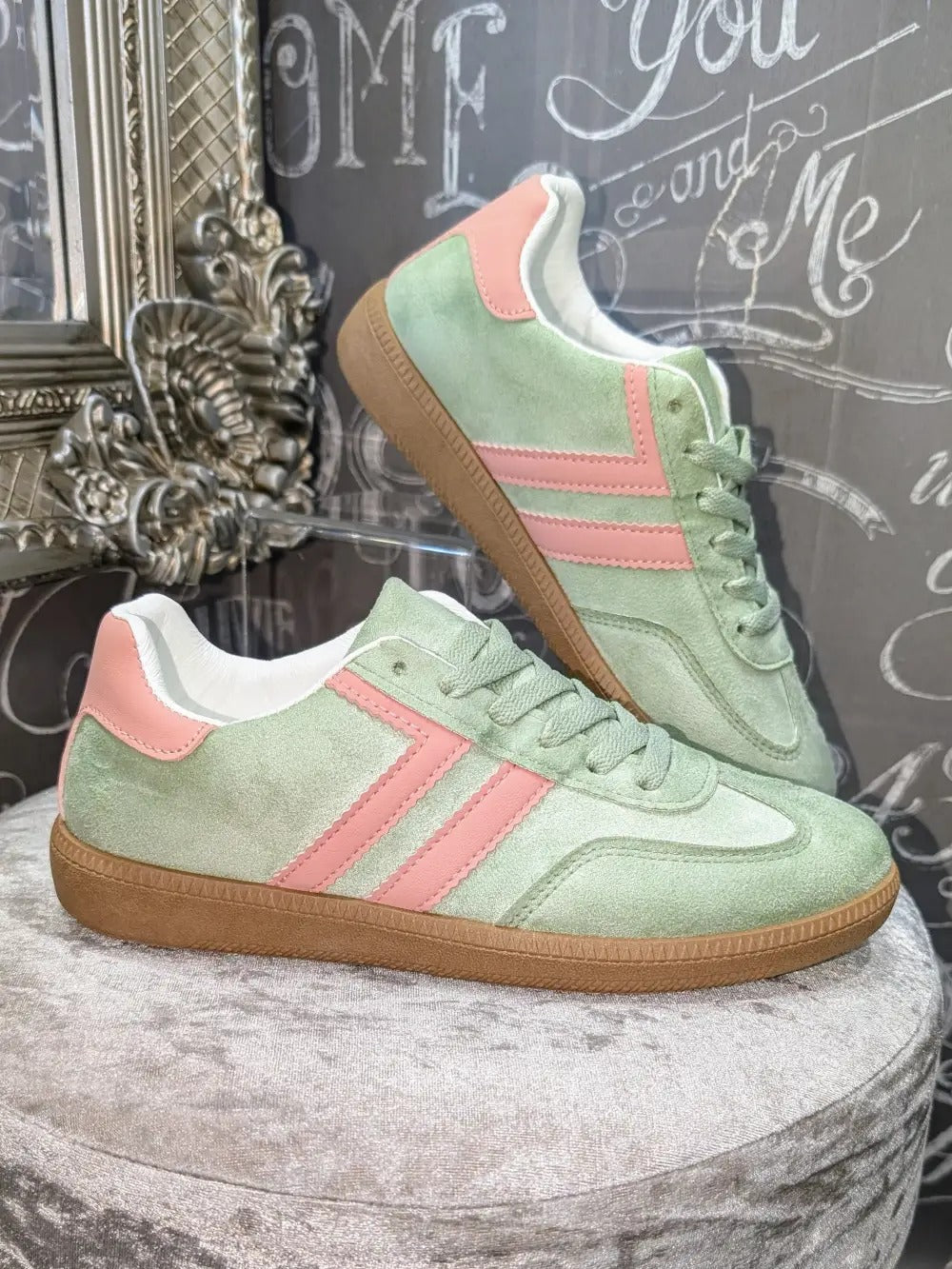 Zavando Retro-Sneakern in Mintgrün