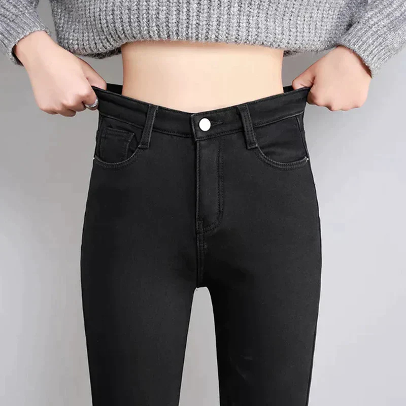 Zavando | Damen Thermo Jeans | Schwarz