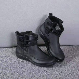 Zavando - Damen Schneestiefel Wasserdicht Leder Orthopädische Schuhe