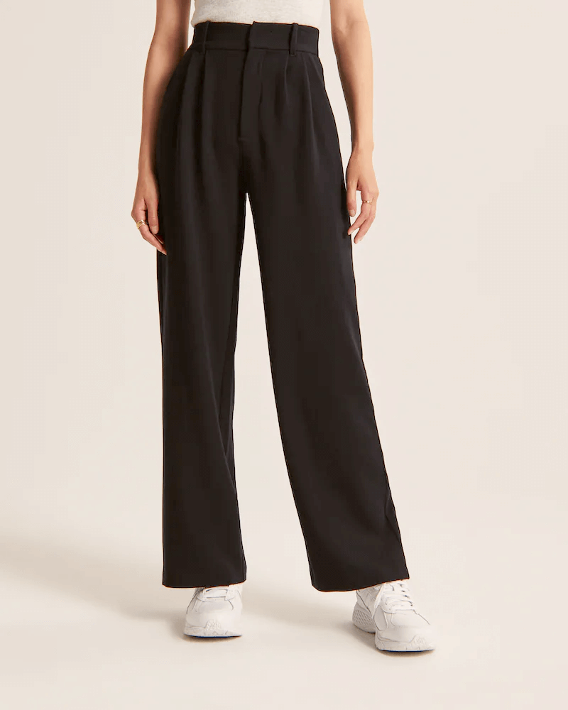 Zavando | Damen Schwarz Weite Hose | Elegant