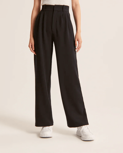 Zavando | Damen Schwarz Weite Hose | Elegant
