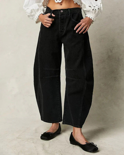 Zavando | Damen Weite Jeans | Schwarz