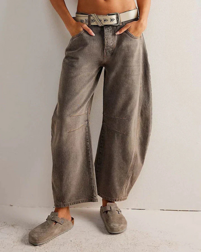 Zavando | Damen Weite Jeans | Schwarz