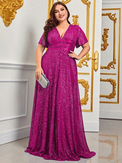 Zavando | Blau Paillettenkleid | Maxi